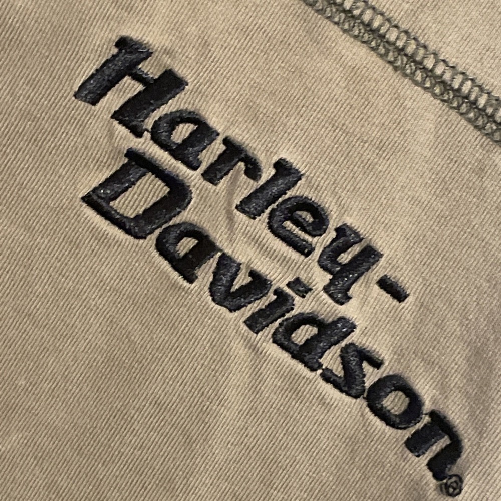 Harley-Davidson T-shirt Olive Green‎ Stitching Detail Medium  Smoky Mountain TN